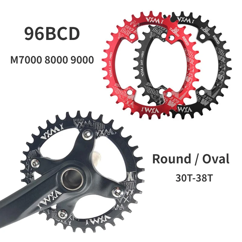 VXM Round Oval 96BCD Chainring MTB Mountain BCD 96 Bike 30T 32T 34T 36T 38T Crankset Tooth Plate Parts For M7000 M8000 M9000