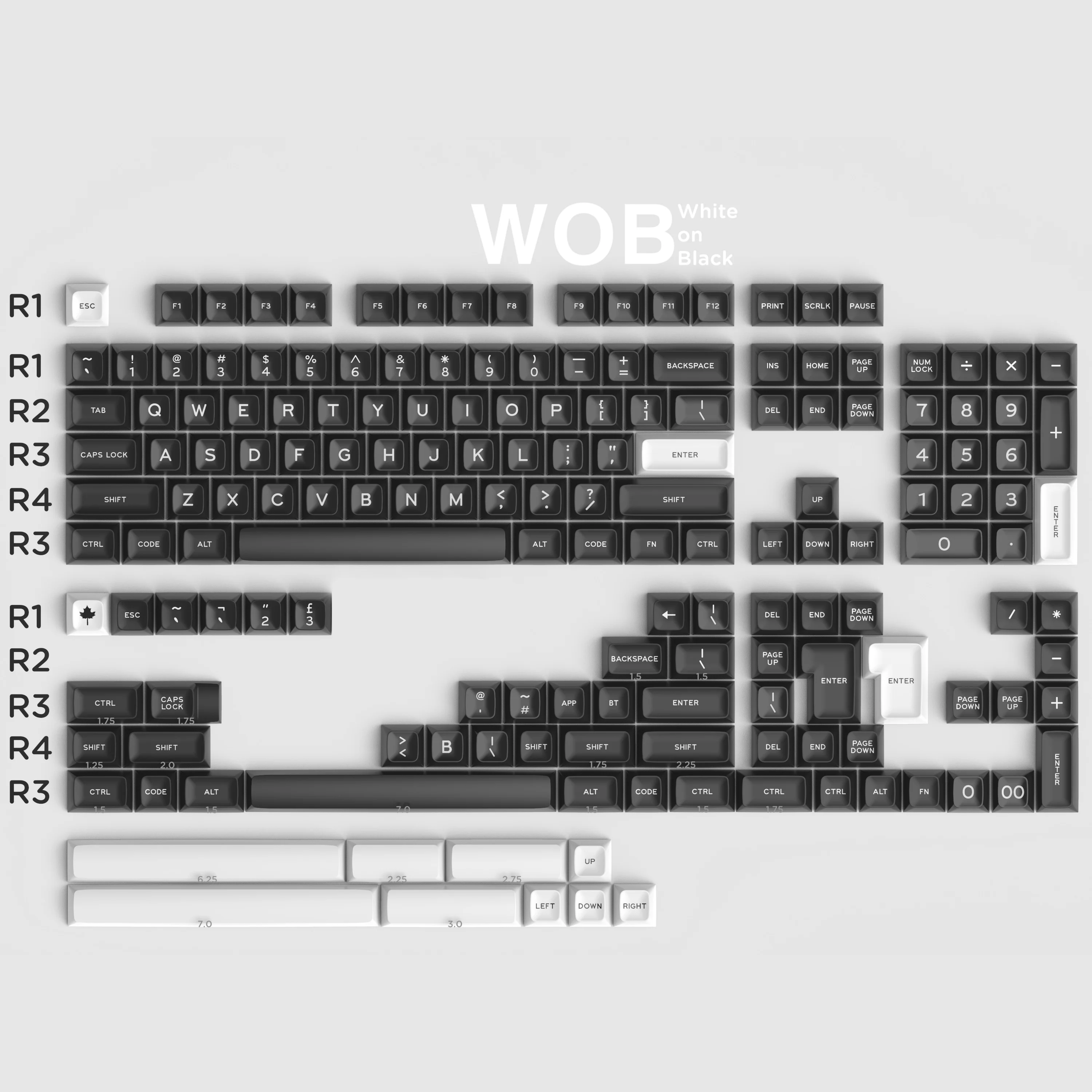 WOB two-color ABS keycap customization 68 75 84 96 mechanical keyboard full set SA height