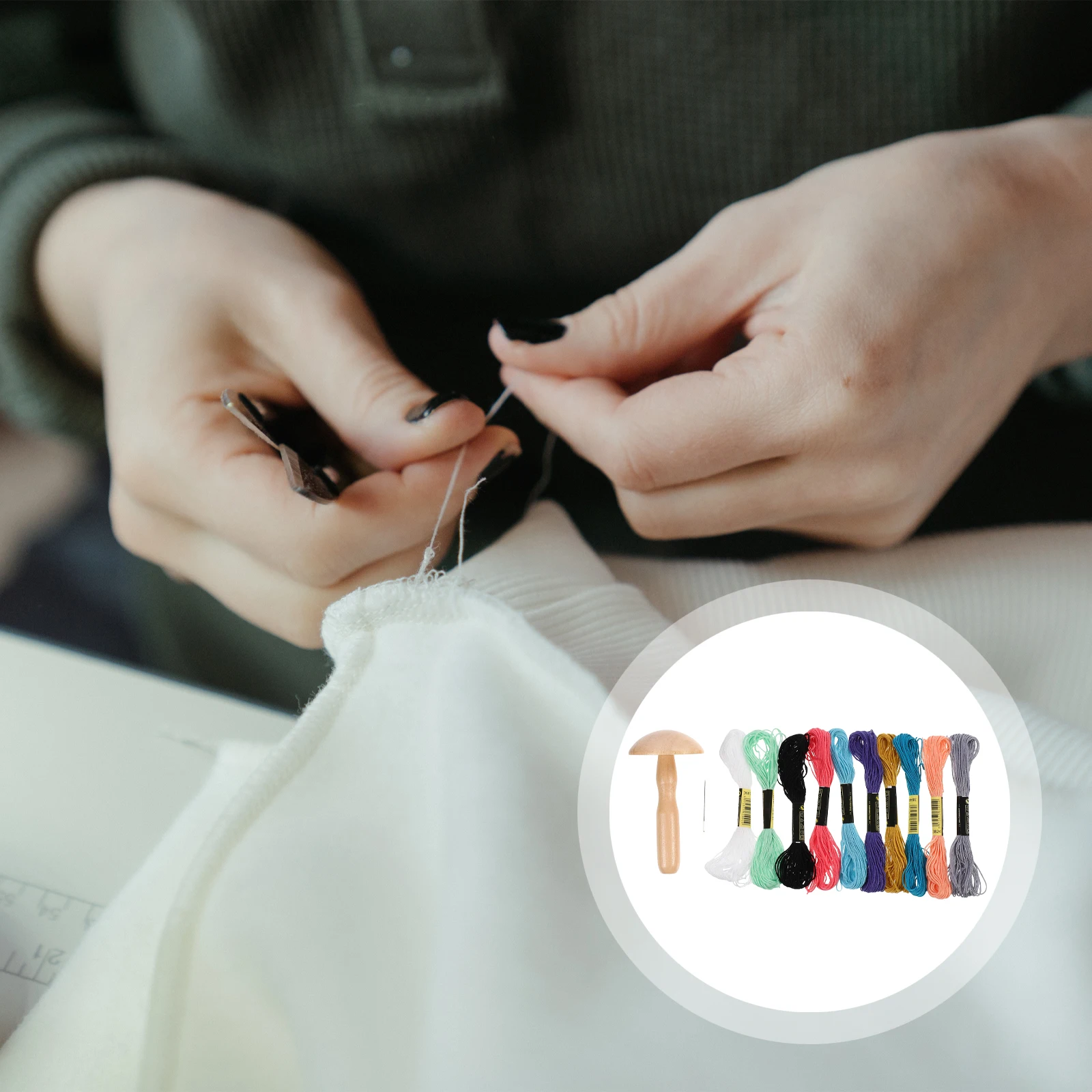 

Wooden Mushroom Darning Solid Wooden Mushroom Patching Tool Kit Lightweight Patching Kit for Socks Stockings H Sewing Durability