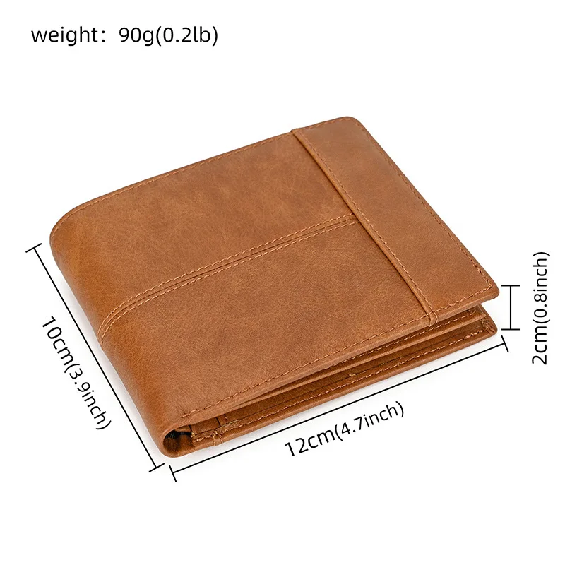 남성용 미니 오일왁스 소가죽 클러치 백 2025 신형 RFID 카드 홀더 동전 지갑 박스 포함