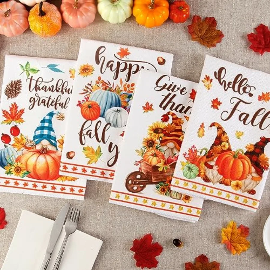 مرحبا الخريف مناشف المطبخ الخريف اليقطين مناشف الأطباق 15.7x23.6 Ih الشكر مناشف اليد جنوم قماش الأطباق ريفي مزرعة هان