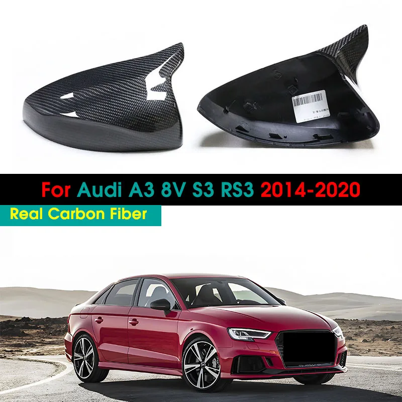 

Real Carbon Fiber Car Rearview Mirror Cover Replacement M-Look Style Side Mirror Cap Cover For Audi A3 8V S3 RS3 2014-2020