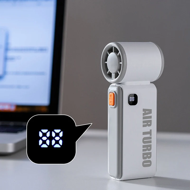 100 Speeds High Speed Handheld Fan, LED Display, 3600mAh Rechargeable, Portable, Quiet, 2-in-1 Handheld & Desktop USB Fan