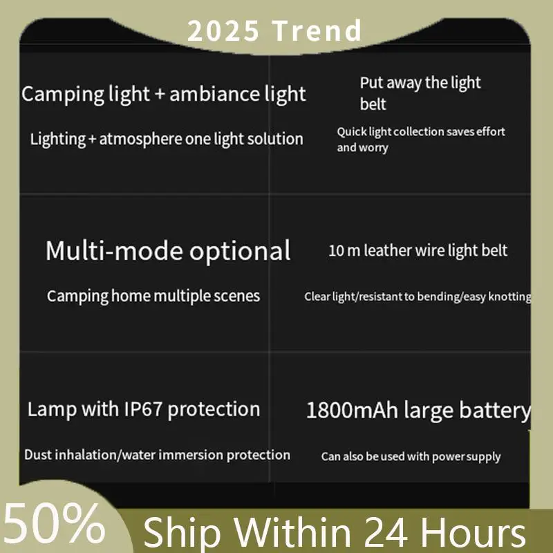 

A35F New LED Light Strip IPX4 Waterproof Camping String Light 1800Mah Outdoor Emergency Flashlight 10M For Outdoor Garden