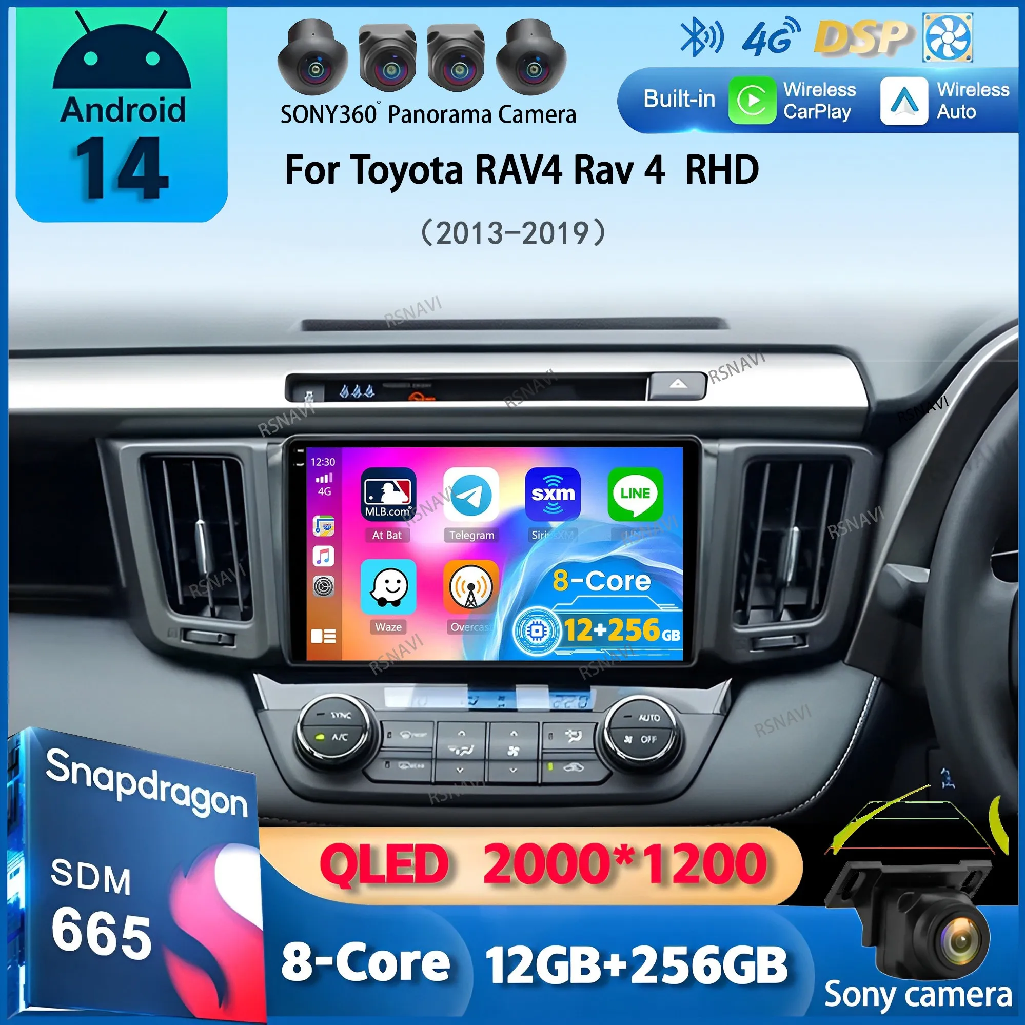 Android 14 Carplay Auto For Toyota RAV4 Rav 4 2013 2014 2015 2016 2017 2018 2019 Car Radio Multimedia Video Player GPS Head Unit
