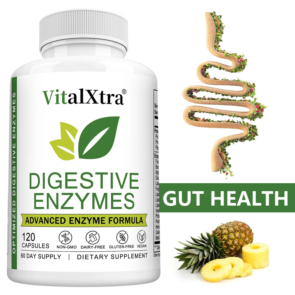Digestive Enzymes Capsules - Most Essential Digestive Enzymes (Amylase, Lipase, Bromelain, Lactase, Cellulase, Invertase)