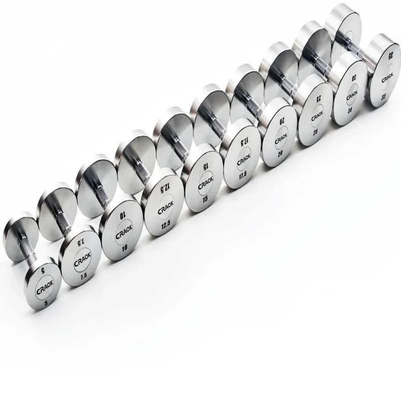 New Product High Quality Electroplating Chrome Fixed Stainless Steel Dumbbell Small Steel Dumbbells Silver
