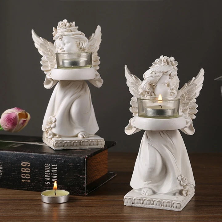 

New High-end European Retro Angel Candle Holder Decoration Home Desktop Decoration Romantic Candlelight Decoration Handicrafts