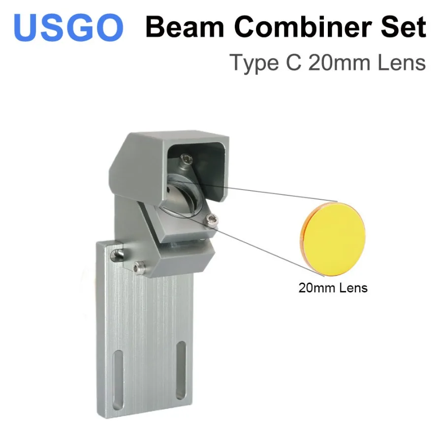 USGO Beam Combiner Set Combiner Mount + Beam Combiner (20mm)+Red Pointer for CO2 Laser Engraving Machine