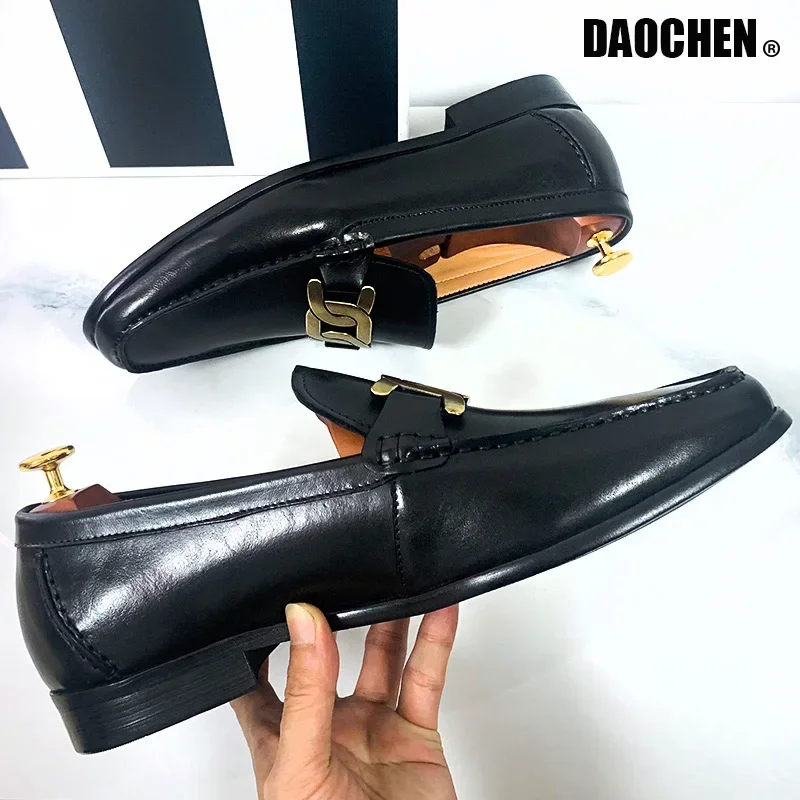 LUXURY BRAND MENS SHOES BLACK BROWN HORSEBIT LOAFERS SLIP ON FORMAL MEN DRESS SHOES WEDDING OFFICE LEATHER SHOES MEN