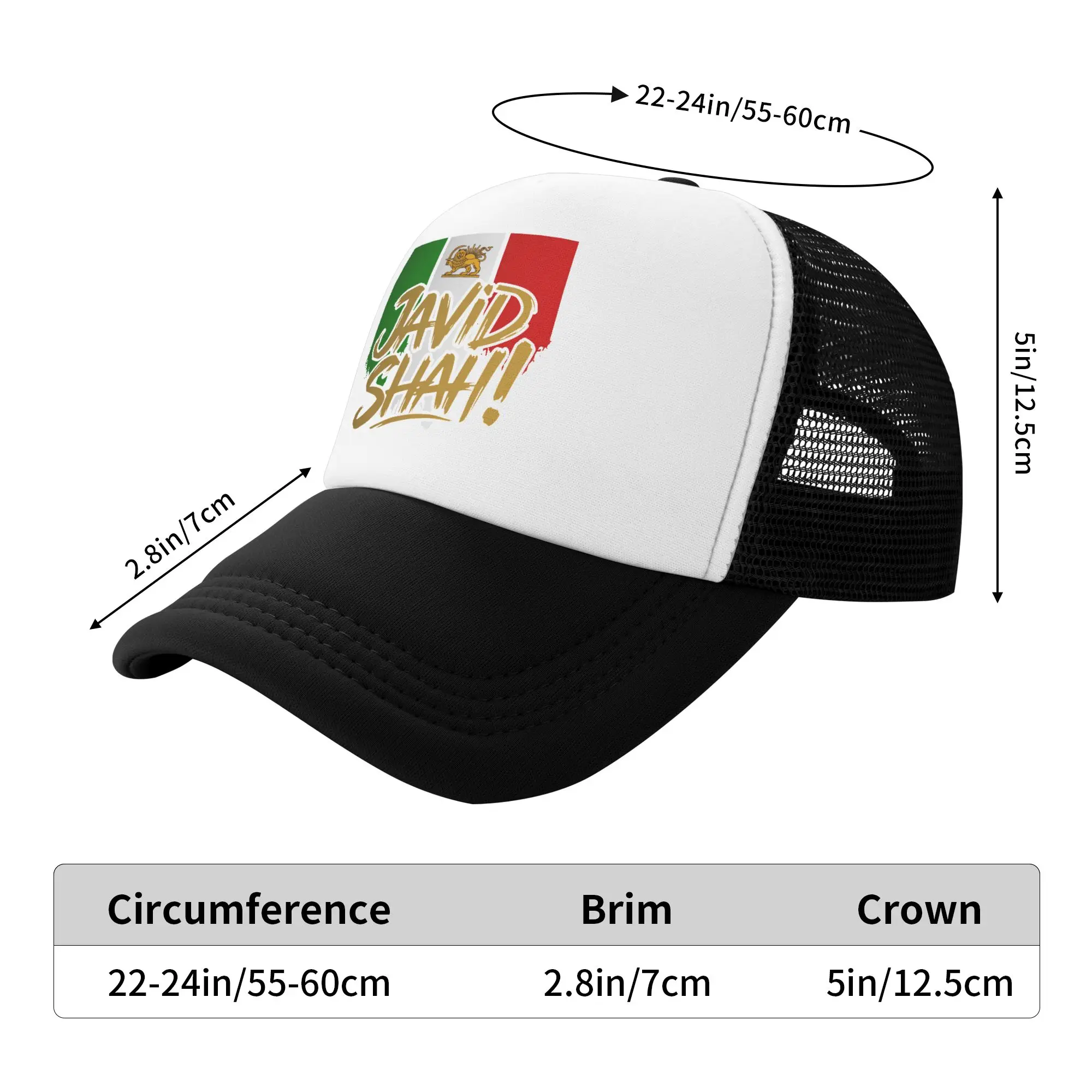 Iran Flag Javid Shah Long Live the Shah Baseball Cap  y2k Cute Trucker Hat Summer Men Adult Hunting Camping Snapback Cap