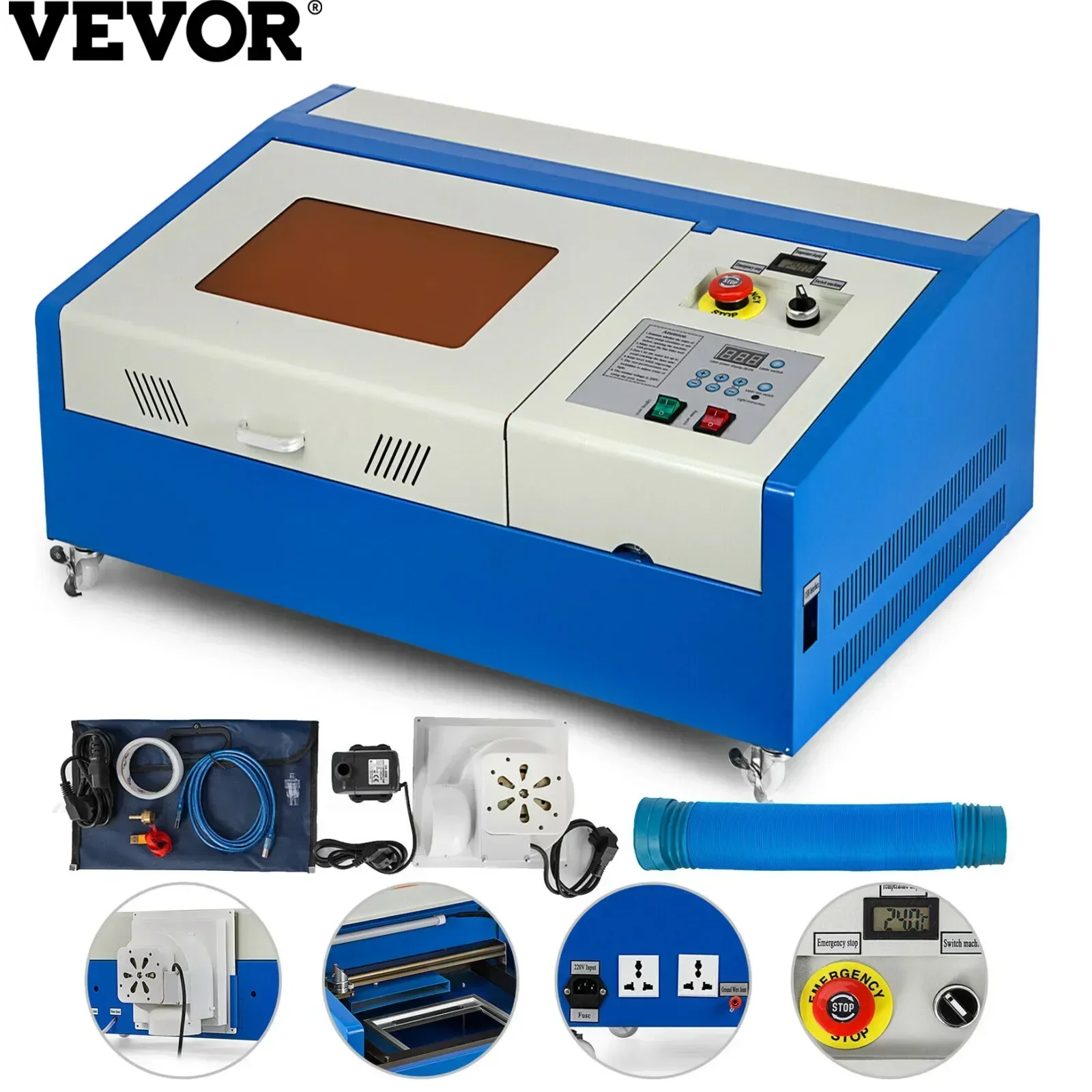 VEVOR 40W CO2 Laser Engraving Machine 300x200mm K40 Cutting Laser Engraver with USB Tools Art Work High Compatibility