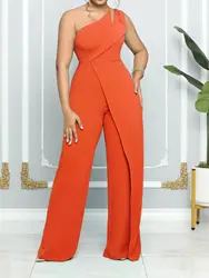 Frauen eleganten Overall eine Schulter Urlaub ärmellose Farbe insgesamt Bodysuit Kleidung hohe Taille Sommer Damen Overall