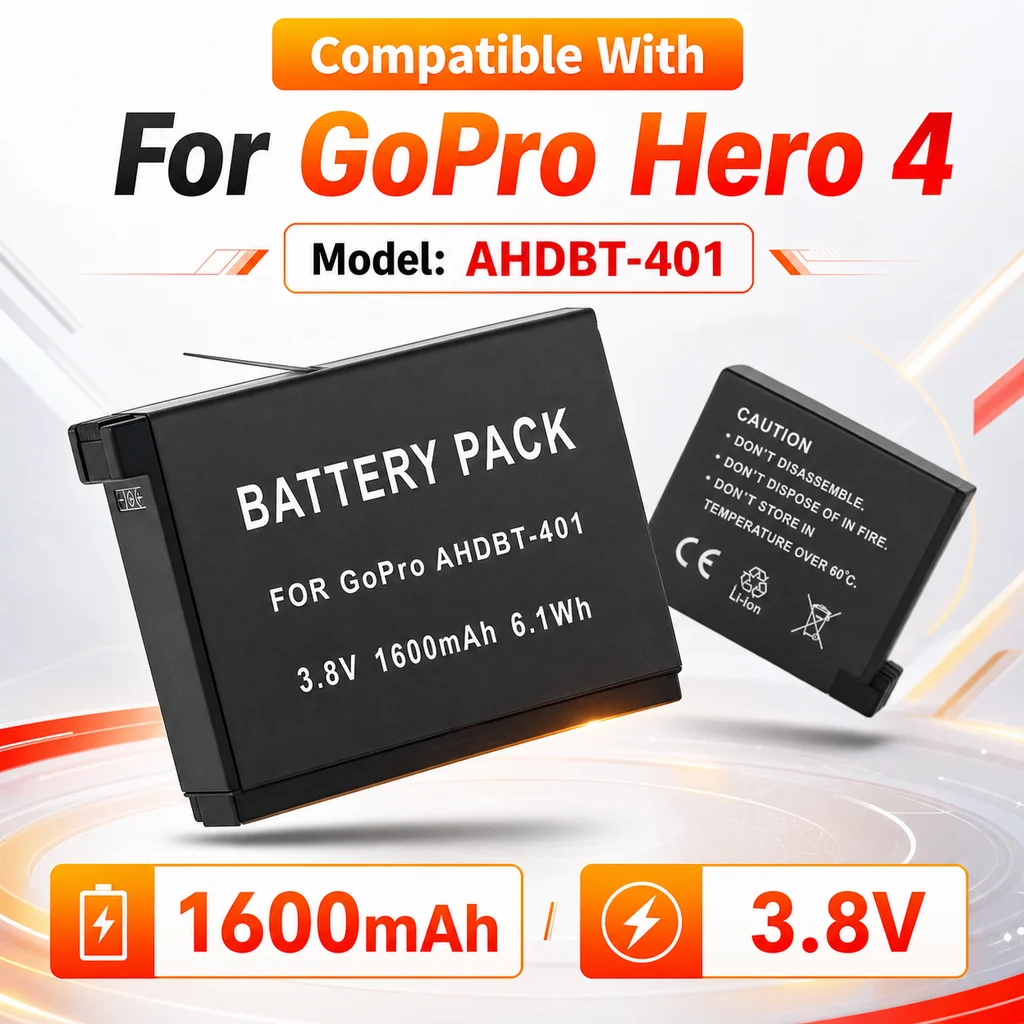 Replacement Li-ion Battery 1600mAh For GoPro Hero 4 Hero4 Motion Camera Rechargeable Backup Power Accessories