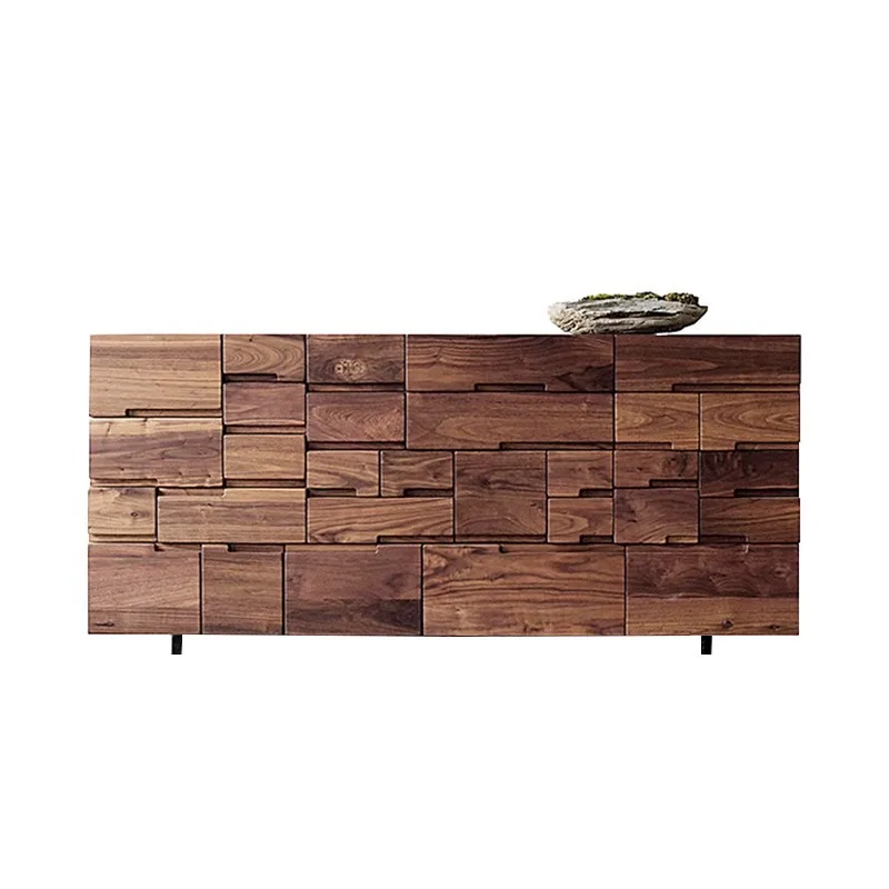 Multi-chest TV cabinet Modern Chinese original wabi-sabi bucket cabinet Solid wood side cabinet Simple storage