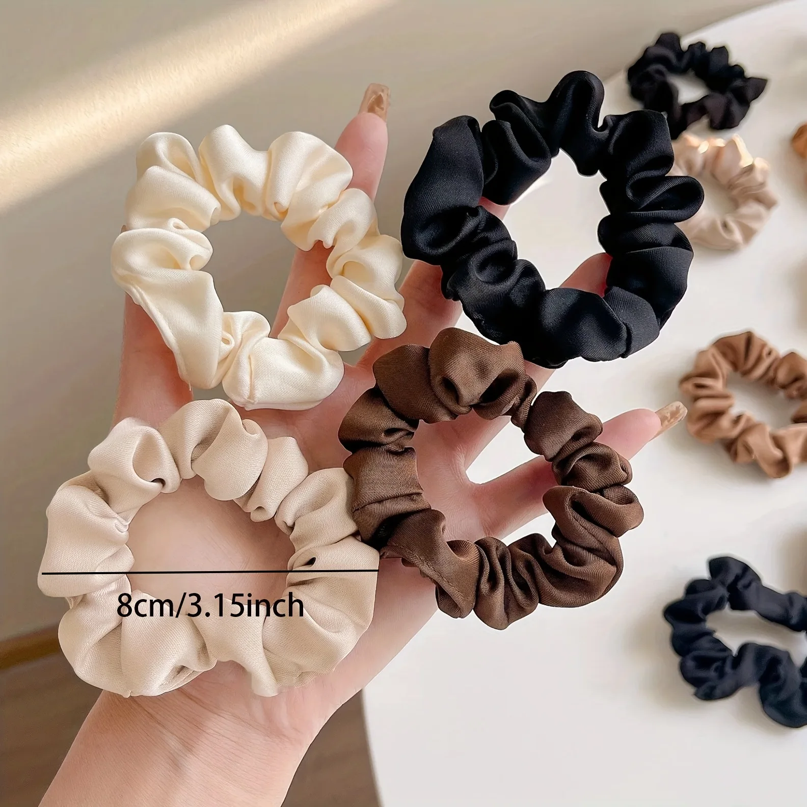 3 elastici per capelli in raso da donna, eleganti fermacoda, fascia elastica a tinta unita, accessori per capelli alla moda_voghion.com