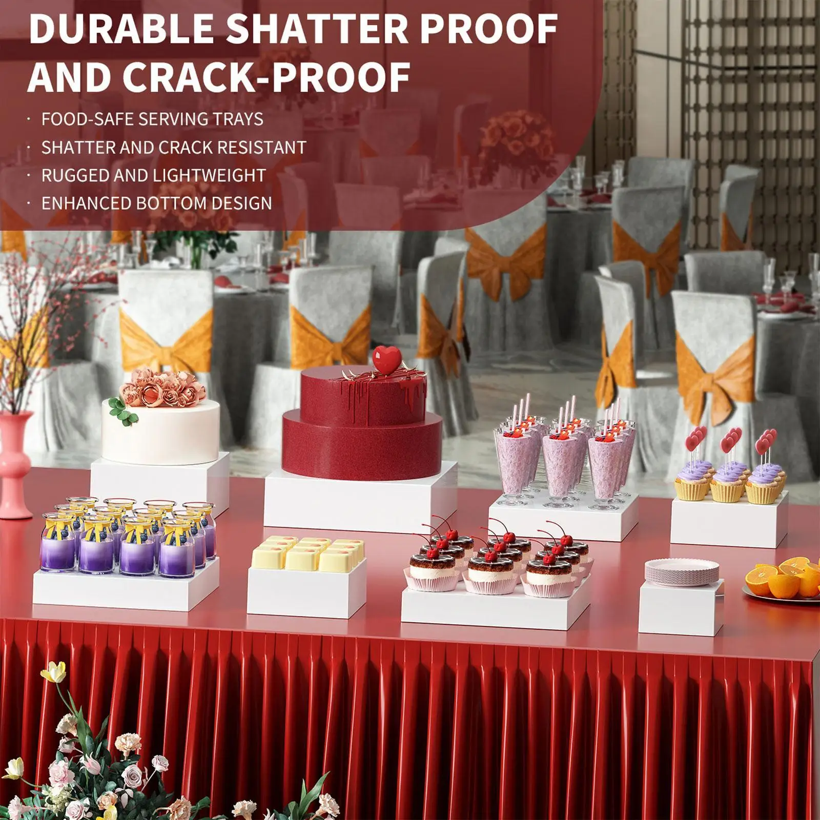 Buffet Party Decoration Box Hollow Bottom Cube Display Stand for Catering Buffet Display Table