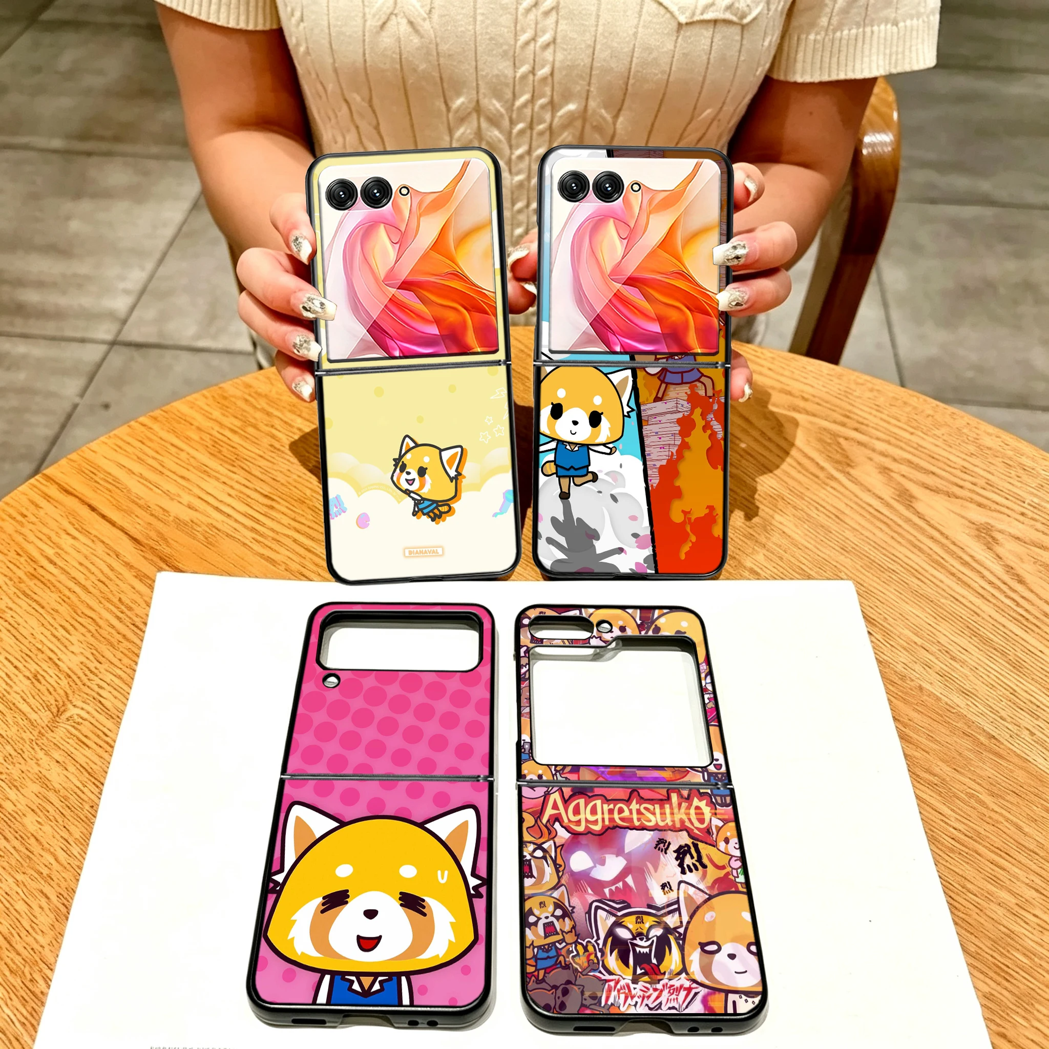 Cartoon Cute A-AggretsukoS Phone Case For Samsung Z Flip 6 7 5G Galaxy Z Flip 5 3 4 5G Z Fold 8 Shockproof Hard Cover TPU Capa S