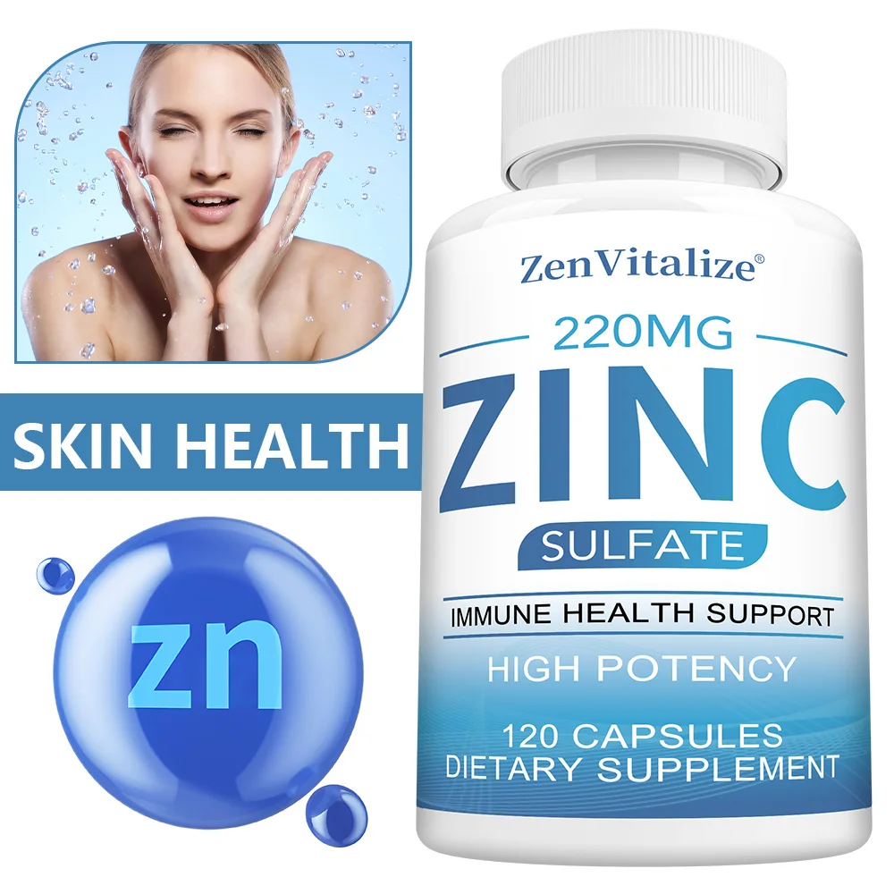 

Zinc 50 Mg Supplement for Skin, Taste, and Vision Health, Supports Immune System and Antioxidant Benefits, Energy Replenishment