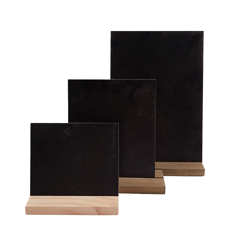 Tablero de mensajes para decoración de escritorio, pizarra blanca, Base de madera, etiqueta de precio, Pizarras Negras, barra de notas