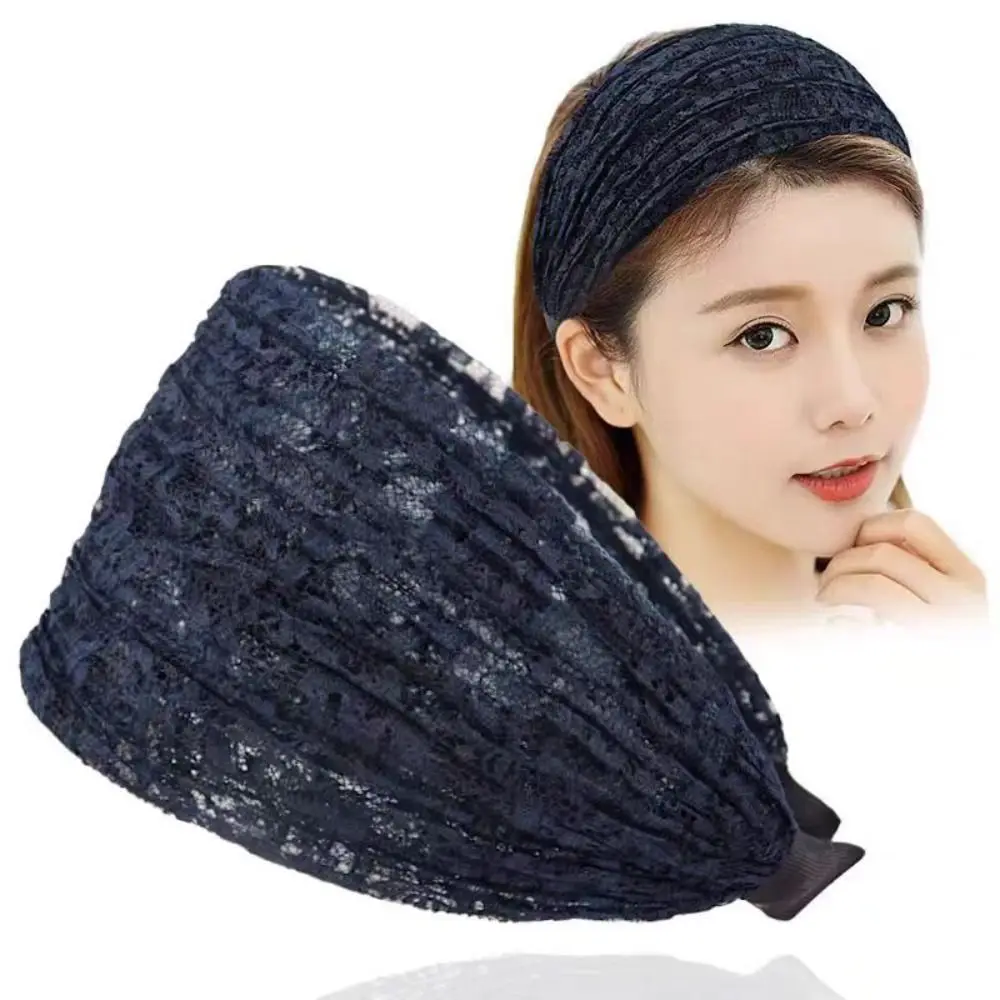 

Non Slip Lace Mesh Hair Band Elastic Headwear Wide Side Hair Hoop Hair Accessories Hollow Women Lace Hairbands