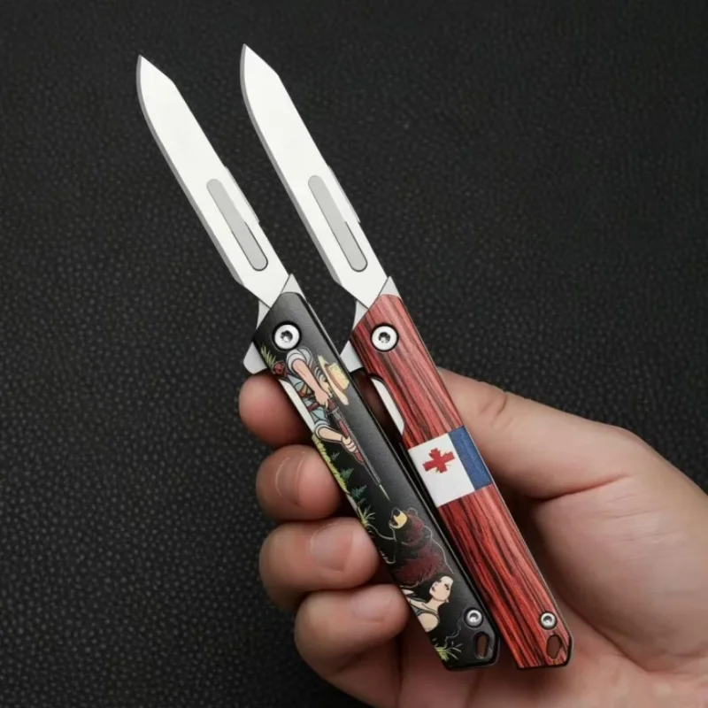 Portable Folding Knife, Sharp Pen Clip Utility Cutter for Camping, Box Opening, Compatible with No.60 Blades, Perfect Gift Knife