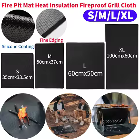Fireproof Grill Pad Heat Insulation Flame Retardant Mat Easy To Clean High Temperature for Outdoor Camping for Ground Deck Lawn