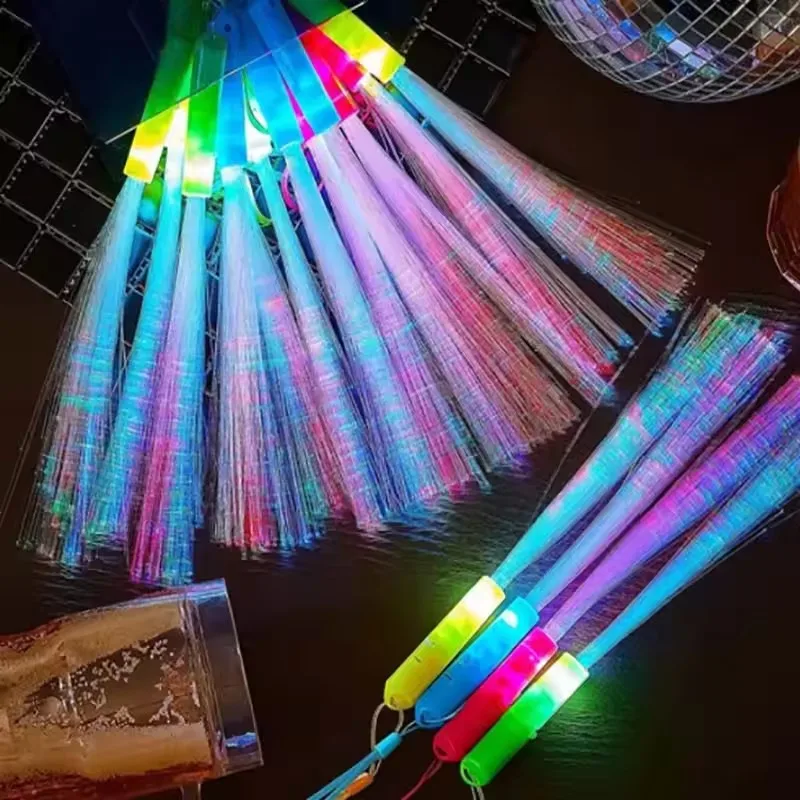 12/24/48Pcs Glow Fiber Wands Sticks LED Flashing Stick Light up Stick Colorful Fiber Optic Wands For Wedding Glow Party Favors