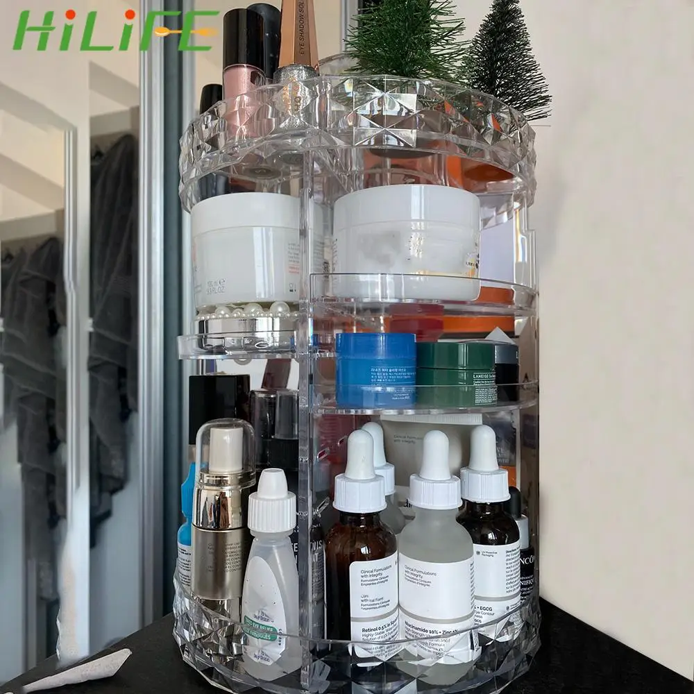 

360 Degree Rotation Fashion Spin Multi-Function Cosmetic Storage Box Makeup Organizer Detachable Transparent Acrylic