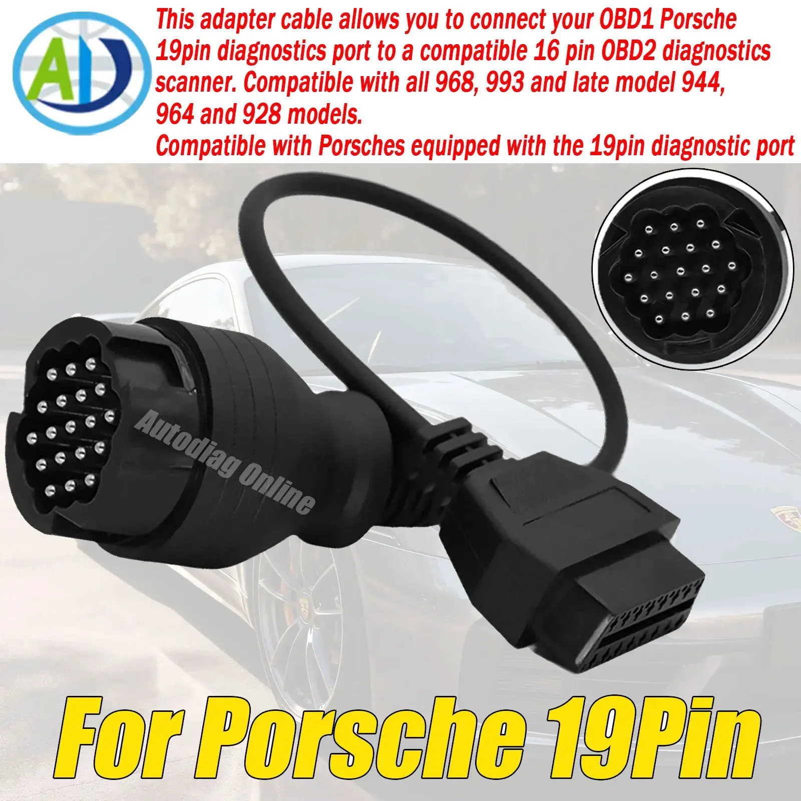 Для Porsche 911 Boxster Cayman Cayenne Macan Panamera 19-контактный диагностический кабель OBD2 19-контактный до 16-контактный диагностический соединительный кабель OBD2