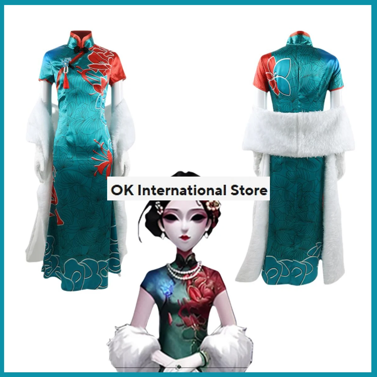 Anime Game Identity Ⅴ Michiko Geisha Lady Thirteen Cosplay Costume Chinese Style Cheongsam Wig Qipao Dress Woman Sexy Party Suit