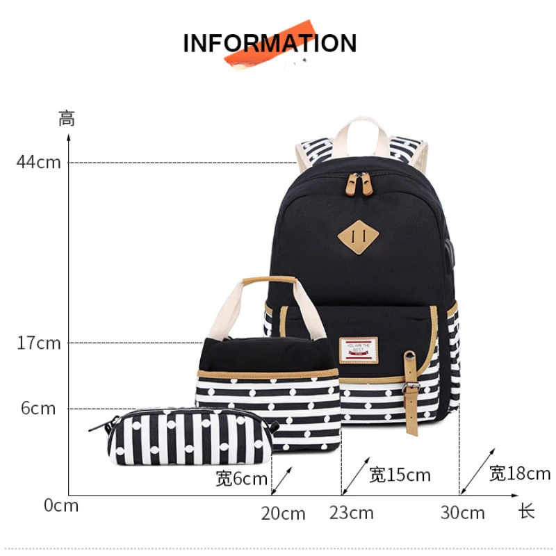 Borse zaino scuola per Laptop centrale primario con porta di ricarica USB zaino Bookbag Set con borsa Lunch Box