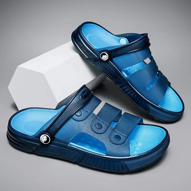 

Two-Tone Men's Slides Sandals 2 Ways to Wear Anti-Slip Soft Sole Summer Slippers Lightweight Outdoor Beach Clogs for Men