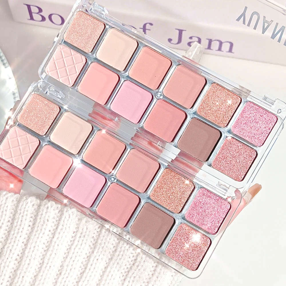 Paleta cieni do powiek 12 kolorów Matte & Pearl – świąteczna, wodoodporna, długotrwała, multi-look, róż i kontur, dla wszystkich typów skóry, unisex