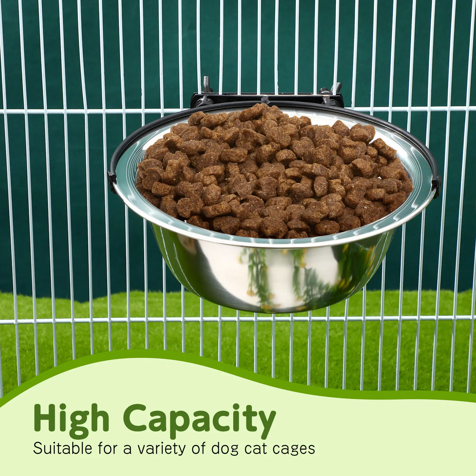 

Stainless Steel Dog Bowl Water Feeder Dish Puppy Bowls Feeding Hanging for Kennel Shelf Travel