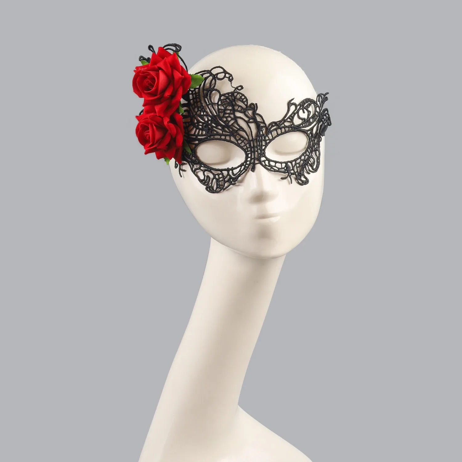 Masquerade Mask Womens Venetian Mask Pretty Elegant Lady Masquerade Halloween Mardi Gras Party Props with Rose Decor