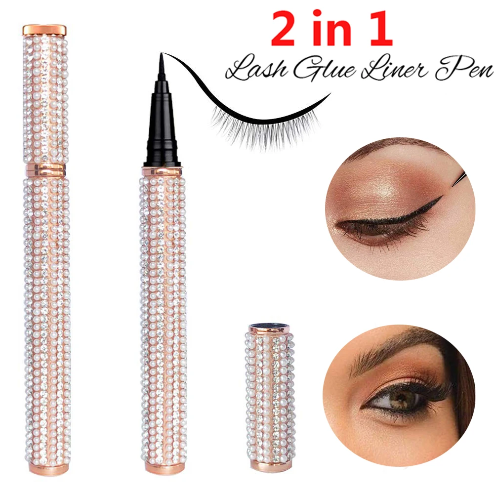 Long-lasting Easy to use Waterproof Magic Lash Glue Eyeliner Pen Self-adhesive Eyeliner 2 in 1 Eye Liner Colorful Adhsive Liner