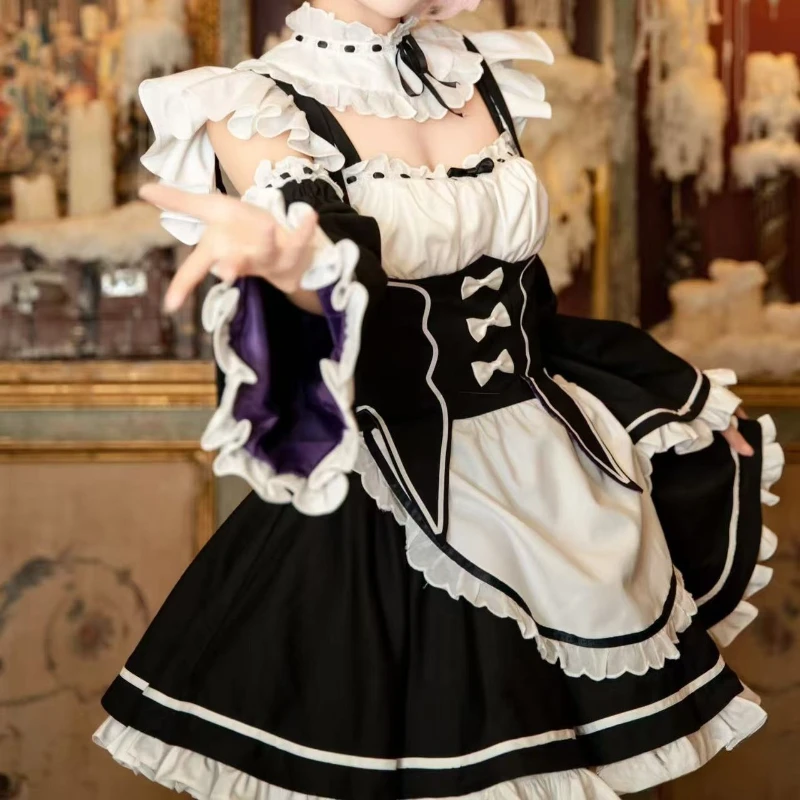 أزياء أنيمي رام ريم التأثيرية إعادة صفر بدء الحياة في عالم آخر زي خادمة لوليتا فستان حفلة لعب الأدوار ملابس كرنفال