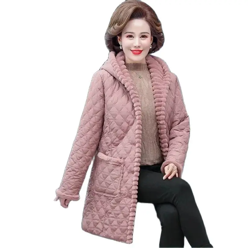 

Winter 2023 New Ladies' Cotton-Padded Clothes And Middle-Aged And Elderly Mothers Wear Fashionable And Noble Long Loose Coats