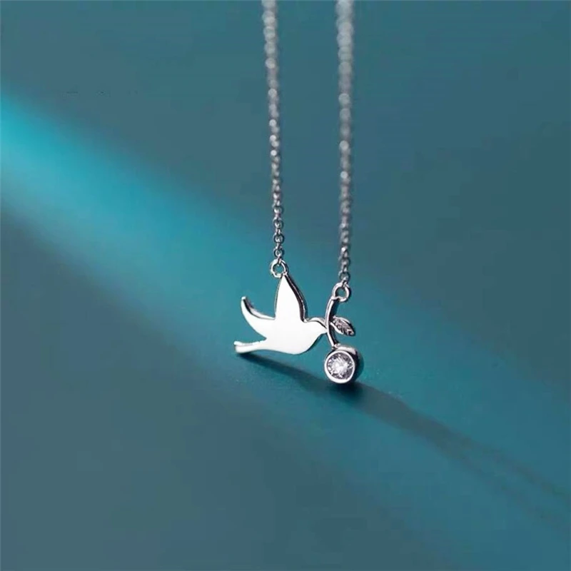 Sole Memory Little Bird Swallow Dove 925 Sterling Silver Clavicle Chain Female Necklace For Women Birthday Gift NE543