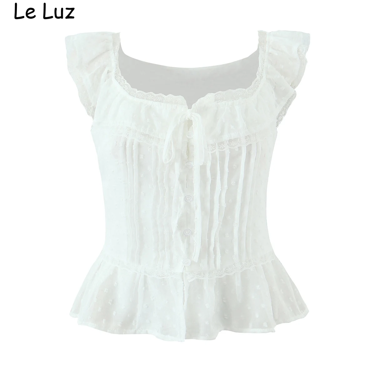 플로럴 시크 크롭 레이스 블라우스 셔츠 여성용 화이트 여름 봄 민소매 타이업 브이넥 섹시 캐주얼 휴가용 여성 셔츠 탑