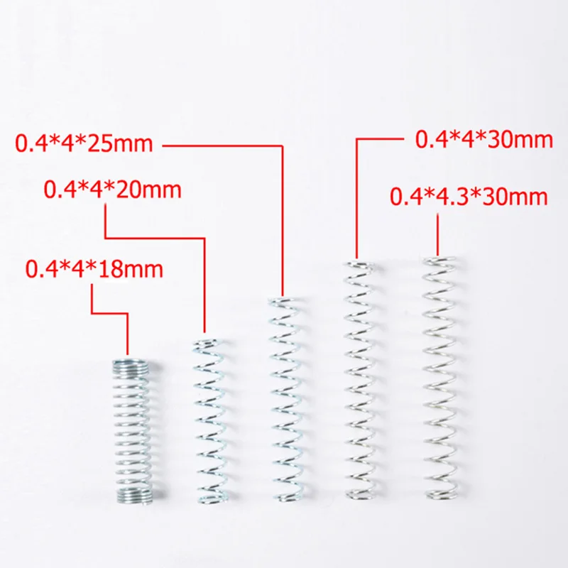 10-50pcs OD 4/4.3/4.5mm Ballpoint Pen Spring Small Elongated Compression Spring Galvanized Wire Diameter 0.4mm Length 18-30mm