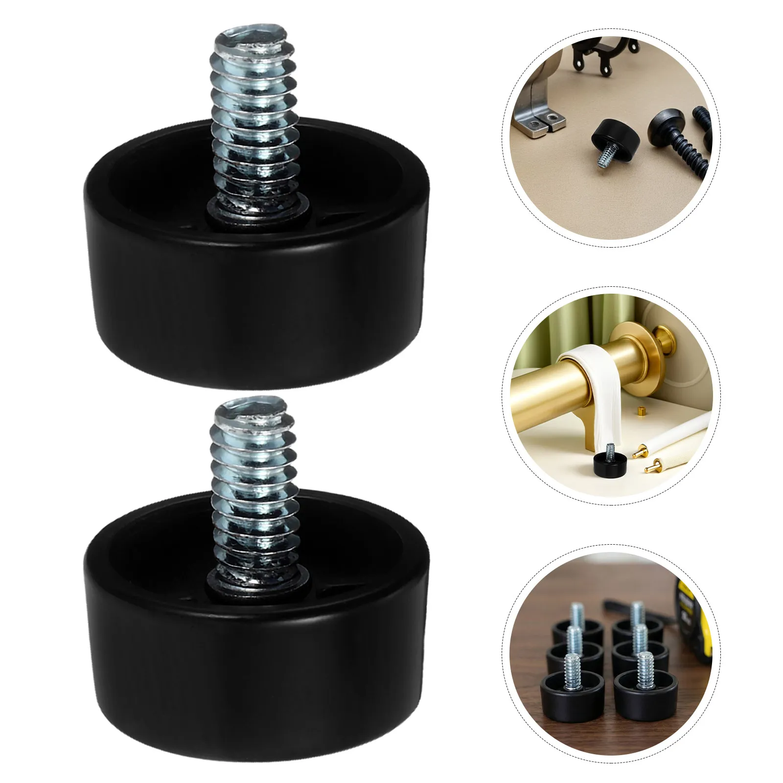 6Pcs Curtain Rod Finials Black Screw on End Caps Classic Cylinder Design Decorative Replacement for Drapery Rods Living Room