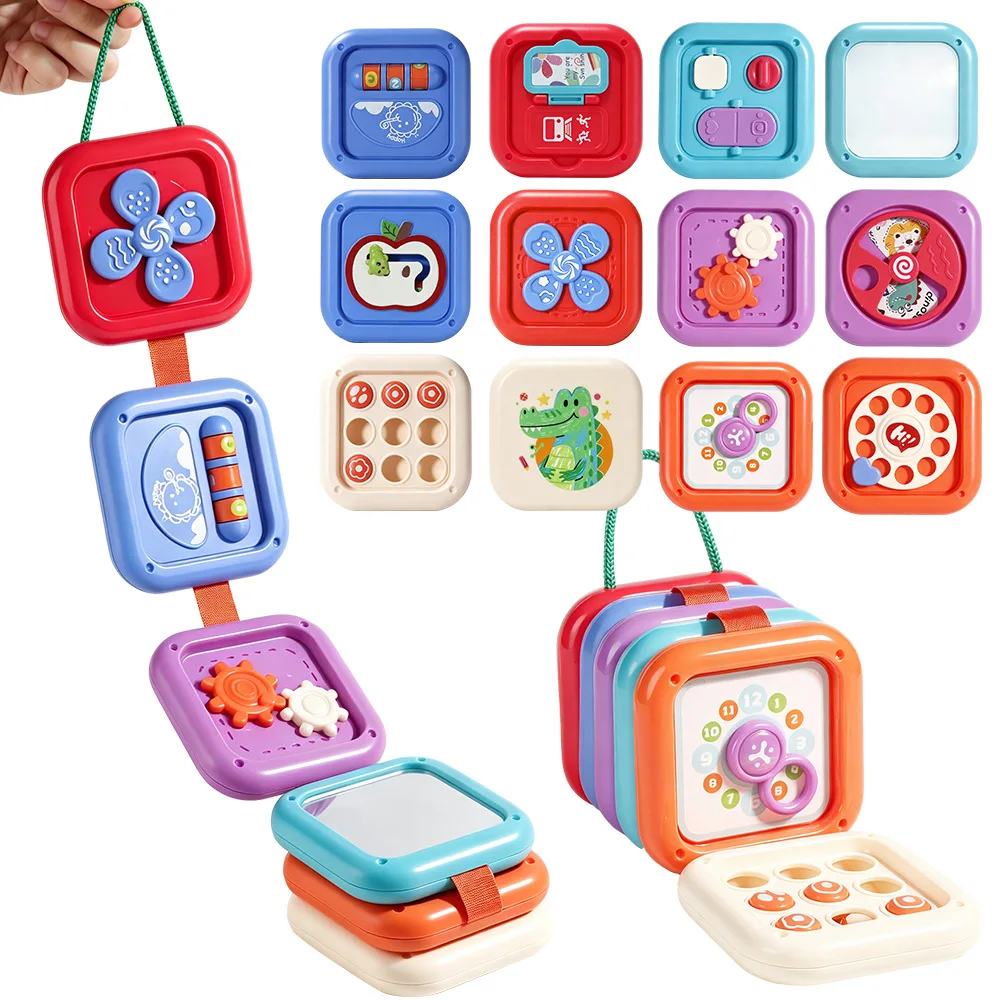 12-in-1 Montessori Busy Board Activity Cube Sensory Folding Puzzle Fine Motor Skills Early Educational Toy Gift for Toddlers 1+