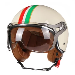 Open Face 3/4 Motorcycle Retro Motorbike Helmets Vintage Chopper Capacete De Moto Bike Cascos Scooter Men Women DOT