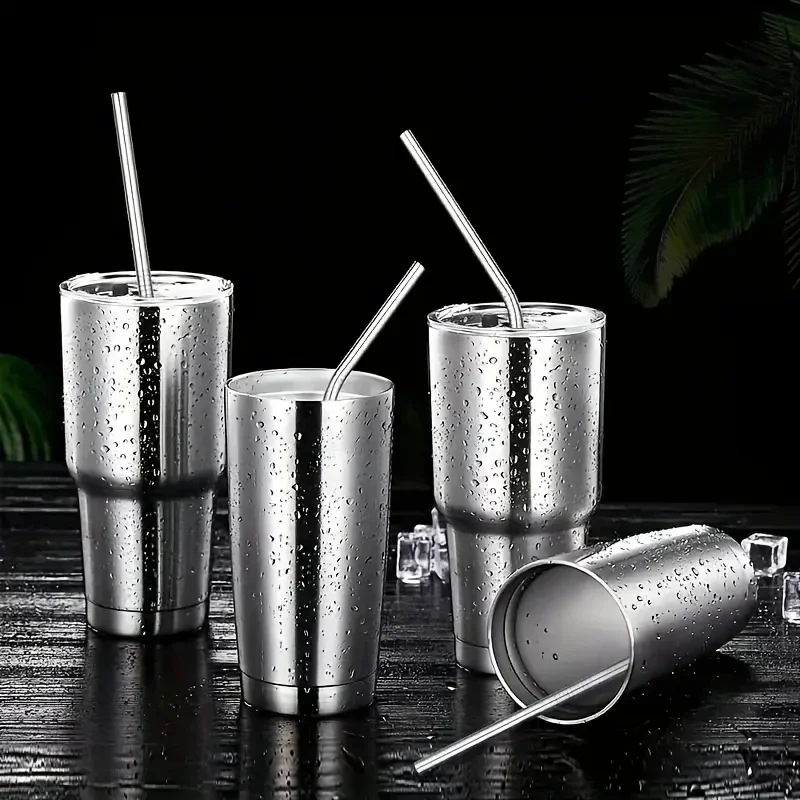 5/10Pcs Reusable Drinking Straw 304 Stainless Steel Straws Straight Bent Metal Straw with Cleaner Brush Pouch Wholesale