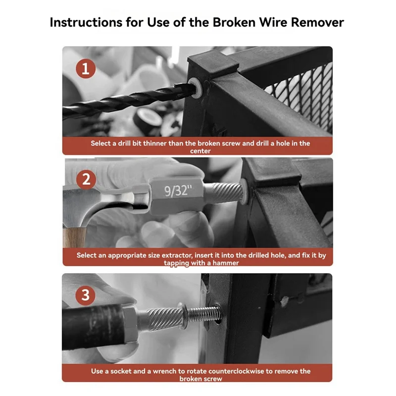 A02F-Links Spiraal 10PCS Multi-Spline Schroef Extractor Set Voor Zeskantkop Gebroken Schroef En Bout Removal gereedschap