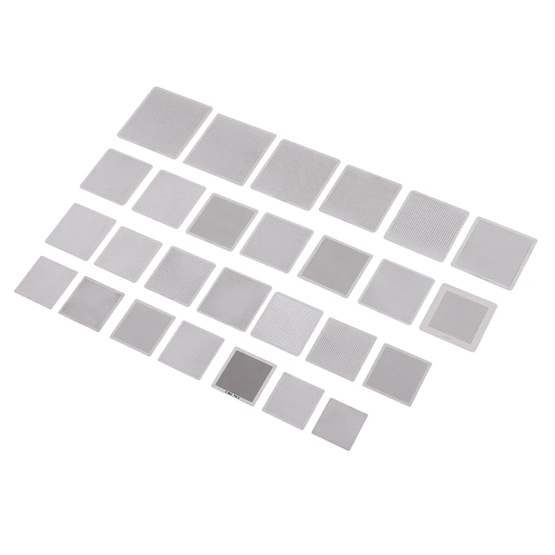 A003 27 шт. универсальный трафарет с прямым нагревом BGA, поддержка реболлинга, держатель трафарета, шаблон с подогревом, приспособление для чипов SMT SMD