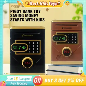 Electronic piggy bank automatic counting password safe coins cash touch screen saving money box music children's toys bank ATM gift