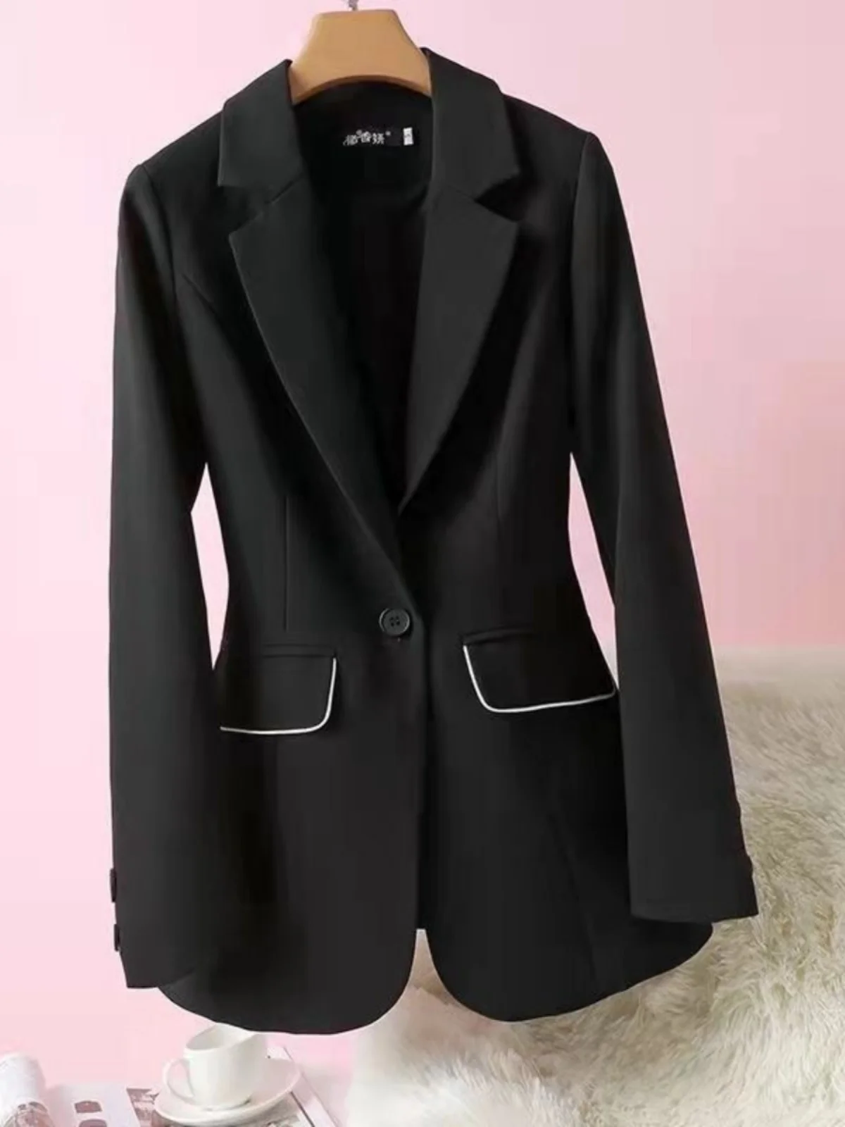 White Slim Fit Women's Suit Jacket Spring Autumn New Style High Quality Iron Free Waist Cinched Business Casual Pure Color